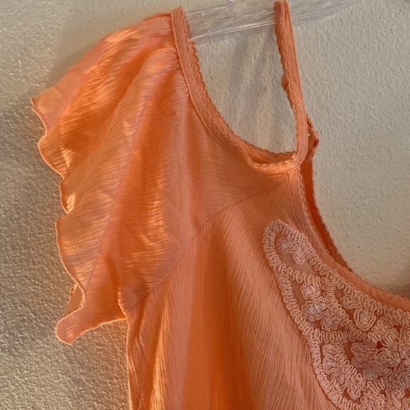 MUDD Gauzy Peach Color Blouse Size M Flowy Boho - Picture 4 of 8